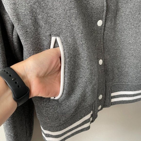 Paul Frank Varsity Jacket Button Front Collared Gray White Large - Picture 7 of 9